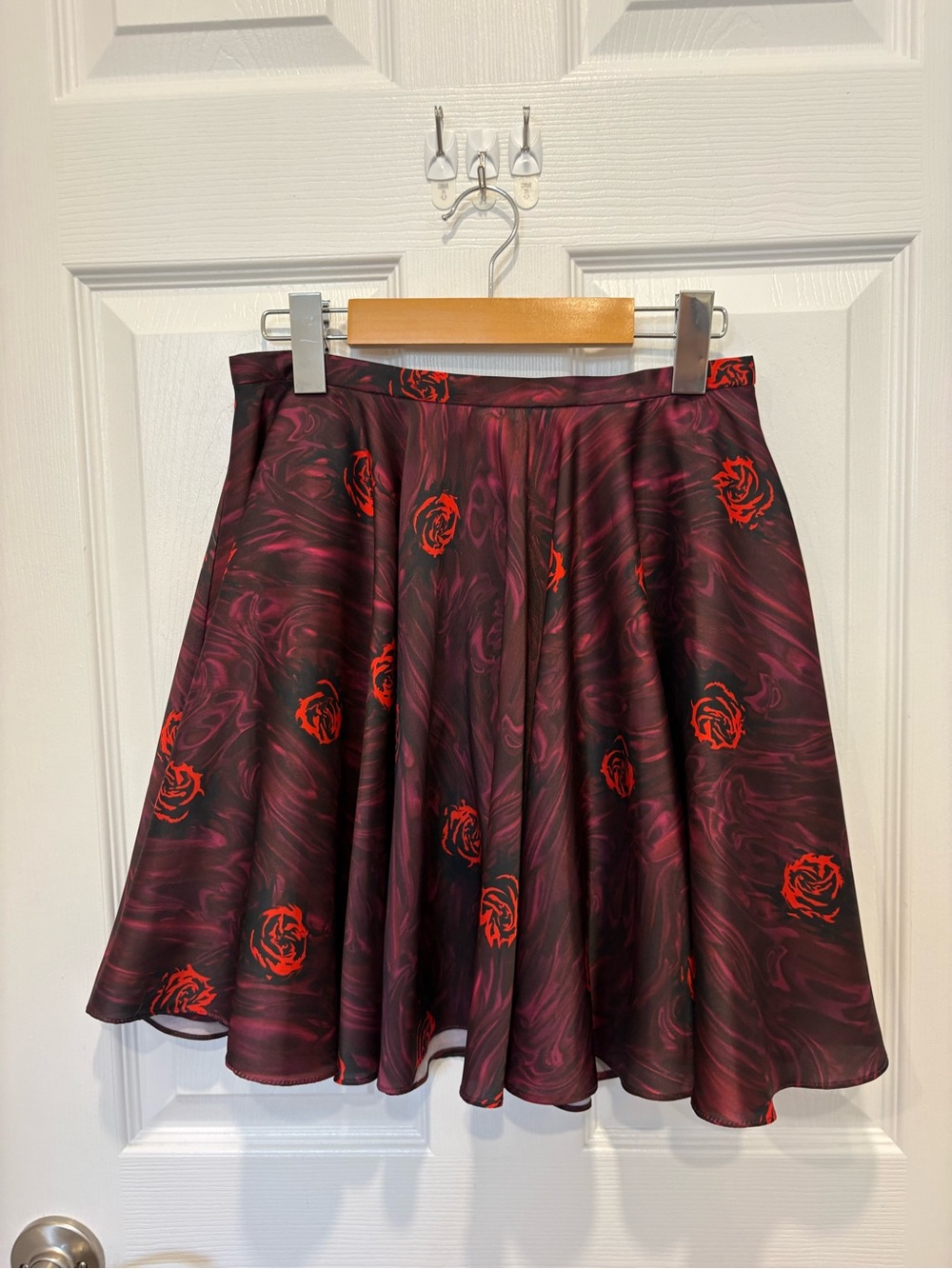 Opening Ceremony Black and Red Rose Circle Skirt #1137